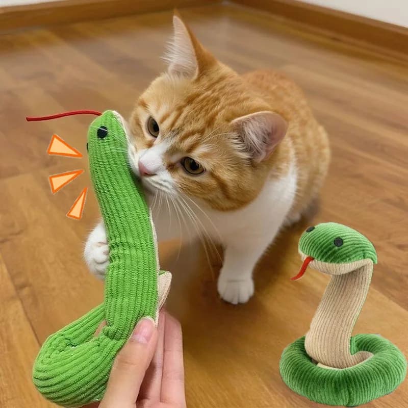 Giocattolo per Gatti a Forma di Serpente, Gioco Interattivo per Gattini, Giocattolo in Peluche Resistente ai Morsi, per la Pulizia dei Denti, Giocattolo Sonoro per Gatti