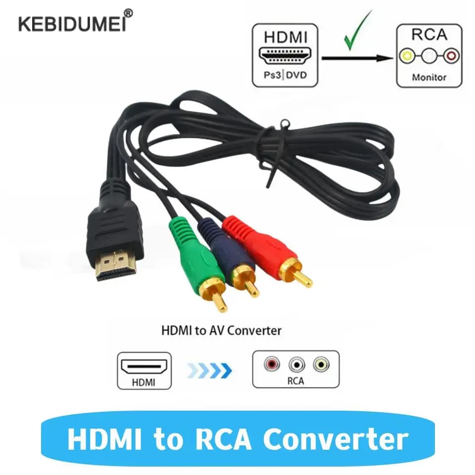 HDMI to RCA converter cable AV adapter converts cable transmitter function Video converts cable 1m/3ft HD TV