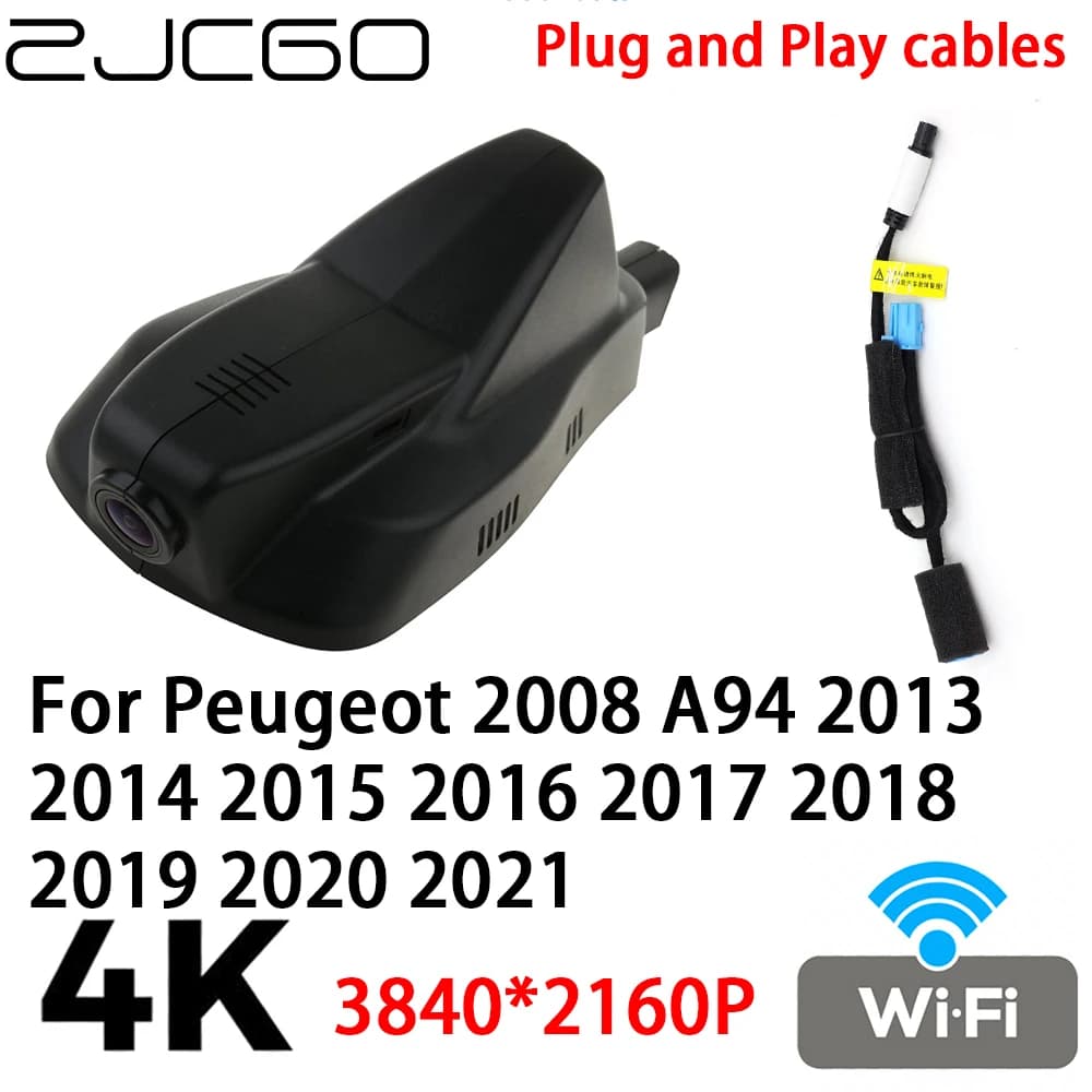 ZJCGO 4K 2160P Auto DVR Dash Cam Video Plug and Play for Peugeot 2008 A94 2013 2014 2015 ~ 2021