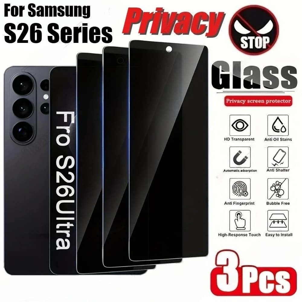 3 Pezzi Pellicola Protettiva Privacy per Samsung Galaxy S26 S25 S24 Ultra S23 S22 S21 Plus S24 S25 FE Edge, Vetro Temperato Durezza 9H