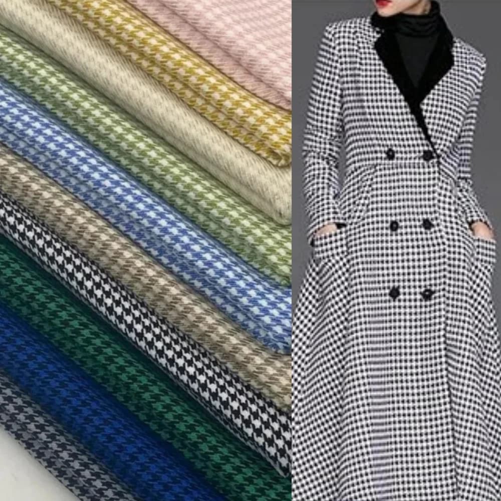 Houndstooth Slightly Elastic Suit Fabric Drape Anti-wrinkle Casual Pants Skirt Coat Fashion Diy Sewing Cloth by the Meter