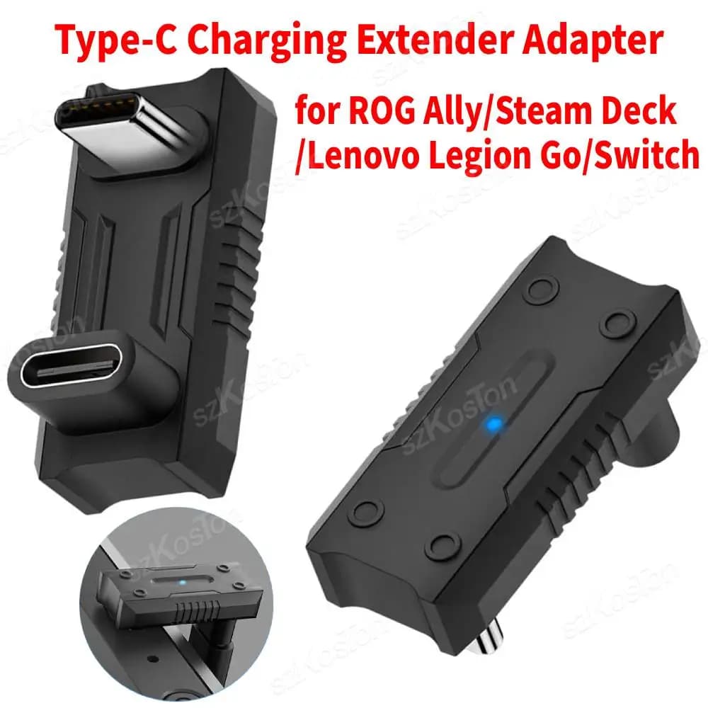 Estensore di ricarica rapida per ROG Ally, Steam Deck, Lenovo Legion Go, console di gioco Switch 180 ° Adattatore USB C Maschio a USB C Femmina