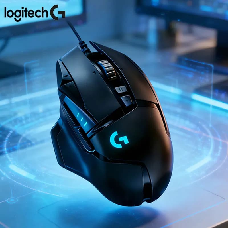 Mechanical Mouse Wired Logitech G502 HERO, RGB lighting, black version, 11 programmable buttons, specific mouse for gaming