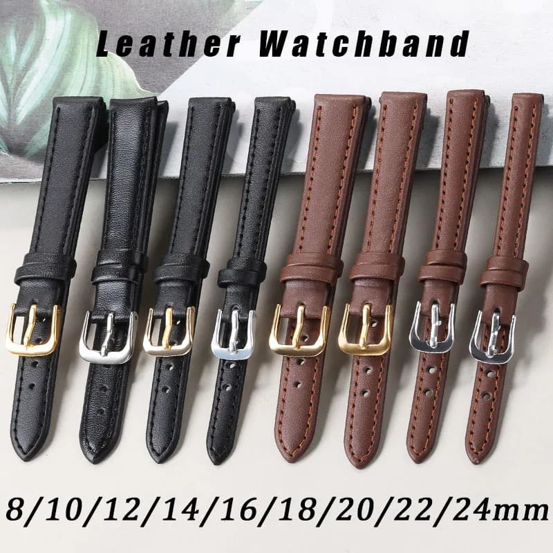 PU Leather Strap 8mm 10mm 12mm 14mm 16mm 18mm 20mm 22mm 24mm Band Soft Comfortable Wristband Universal Replacement Bracelet
