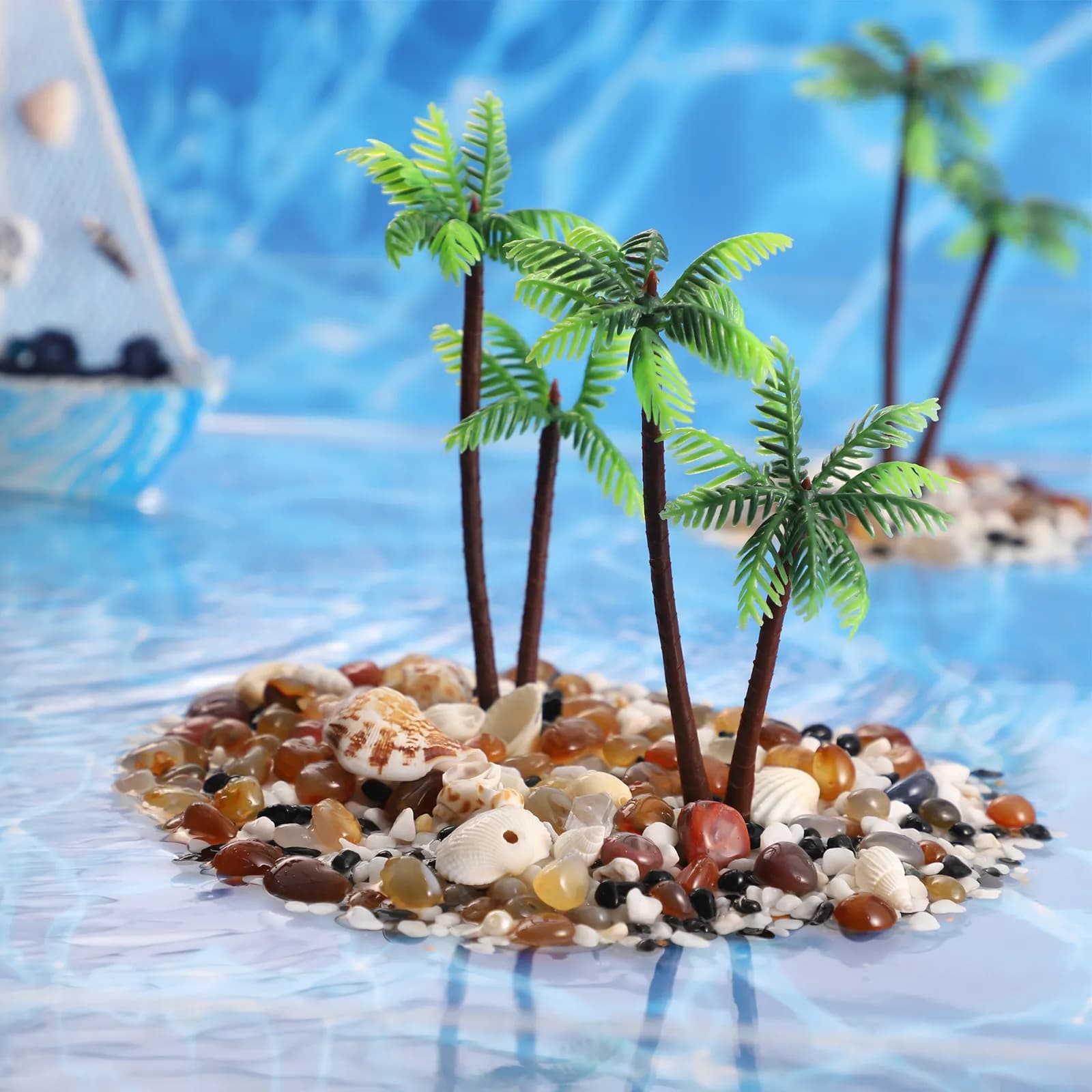 5 Pezzi Mini Palme di Cocco in Plastica Realistiche per Decorazione Micro Paesaggi, Piccole Piante Artificiali per Terrari e Giardini