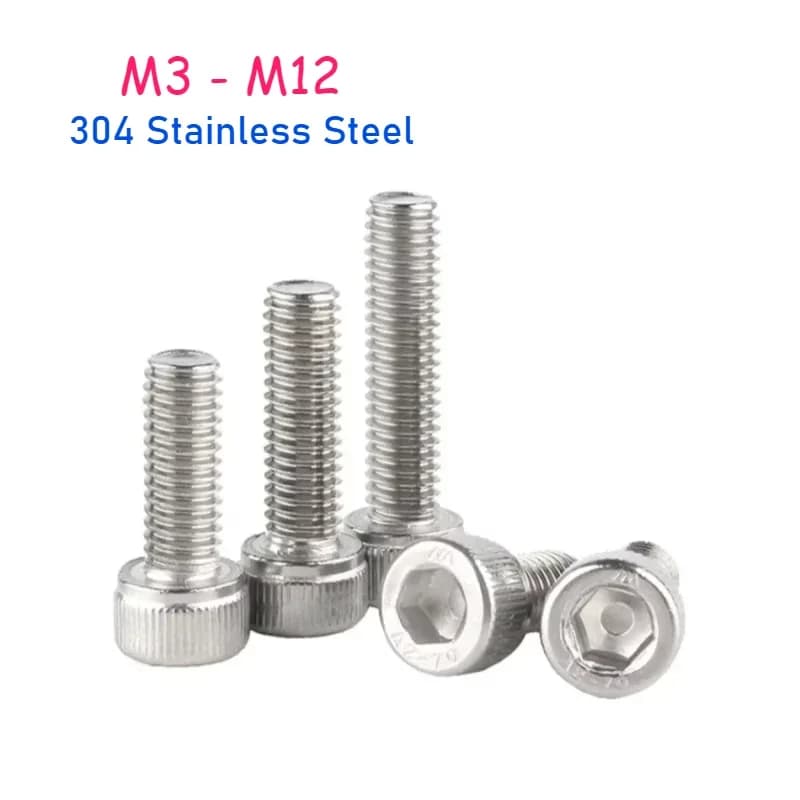 M3 M4 M5 M6 M8 M10 M12 304 Stainless Steel Left Hand Thread Hex Hexagon Socket Screw Reverse Thread Cup Head Allen Bolts