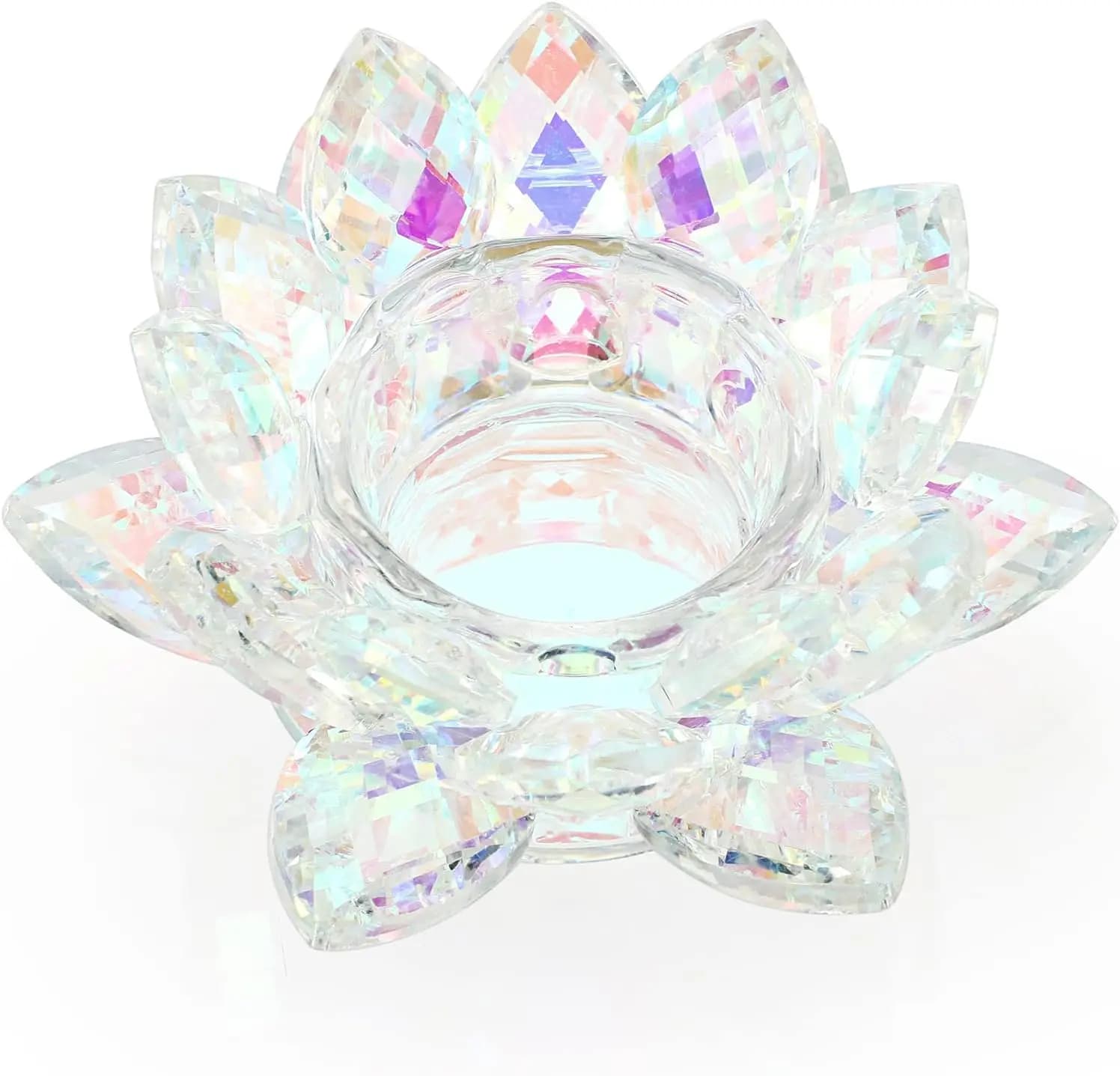 Portacandele in Cristallo a Forma di Loto, Supporto Scintillante per Candele Votive a Petalo di Loto per Centrotavola Matrimoniale e Decorazione Casa