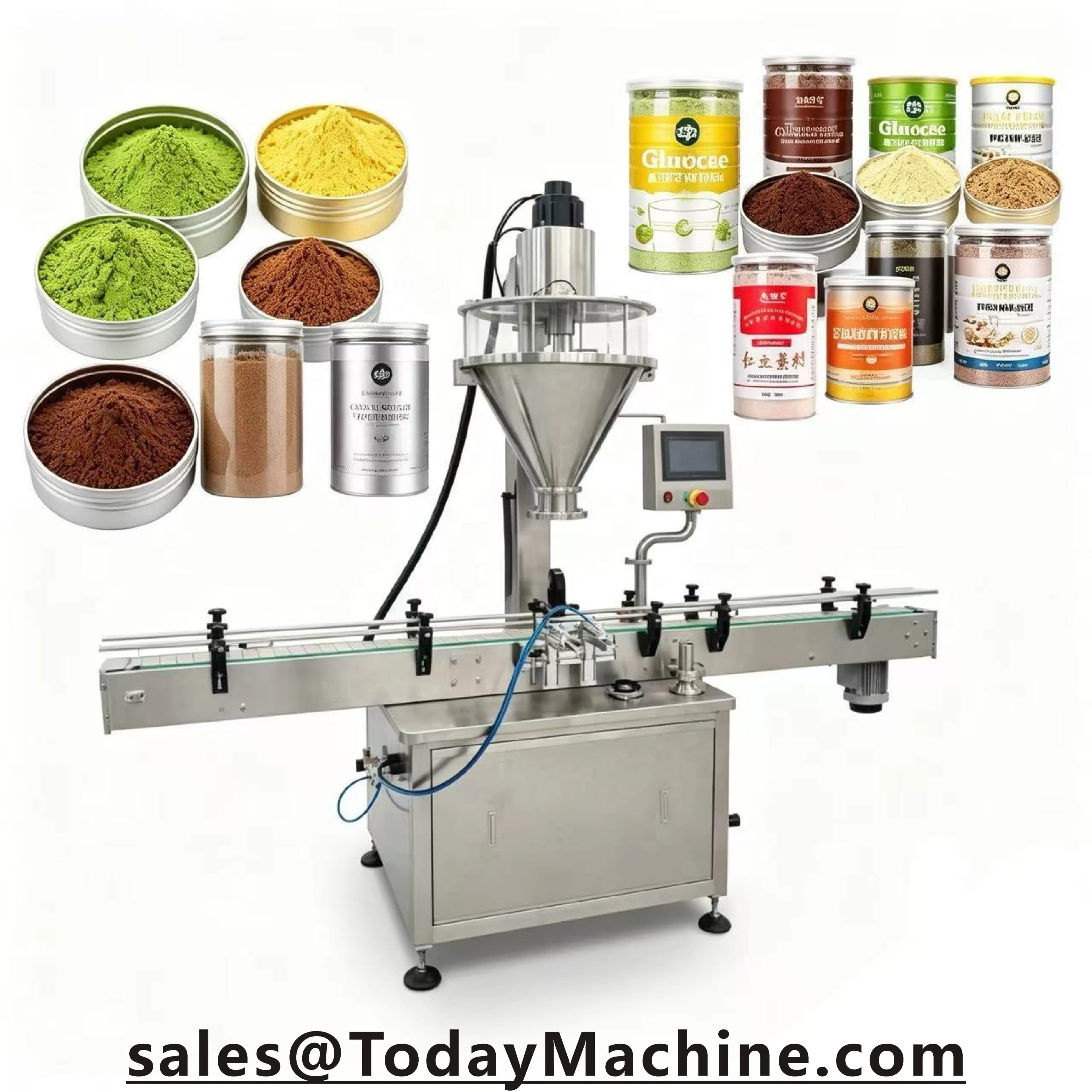 Auger Dry Milk Protein Powder Filler Talc Powder Bottle Filling Machine With Screw Conveyor Feeder