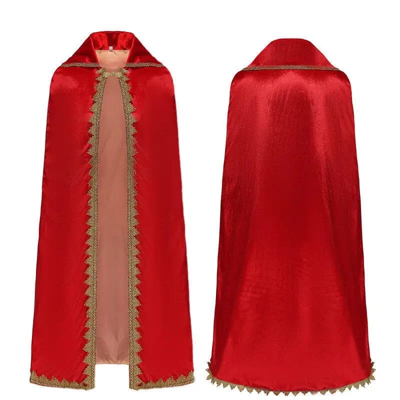 4 Colors Adult Royal Cape with Gold Trim Medieval King Queen Cloak Robe for Men Women Halloween Carnival Cosplay Costumes