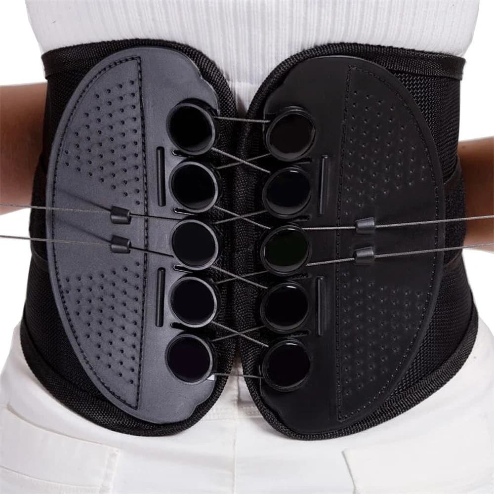 Nuovo doppio tirare tutore in vita supporto lombare posteriore corsetto donna uomo cintura trimmer lesioni cintura correttore postura muscolare