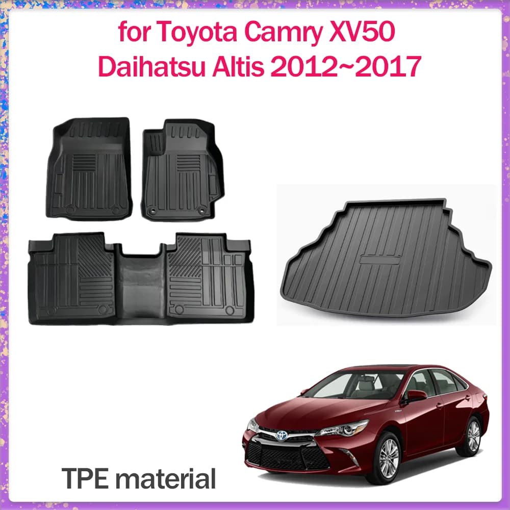 Floor Mat for Toyota Camry XV50 Daihatsu Altis 2012~2017 TPE Foot Interior Liner Waterproof Trunk Pad Carpet Custom Accessories