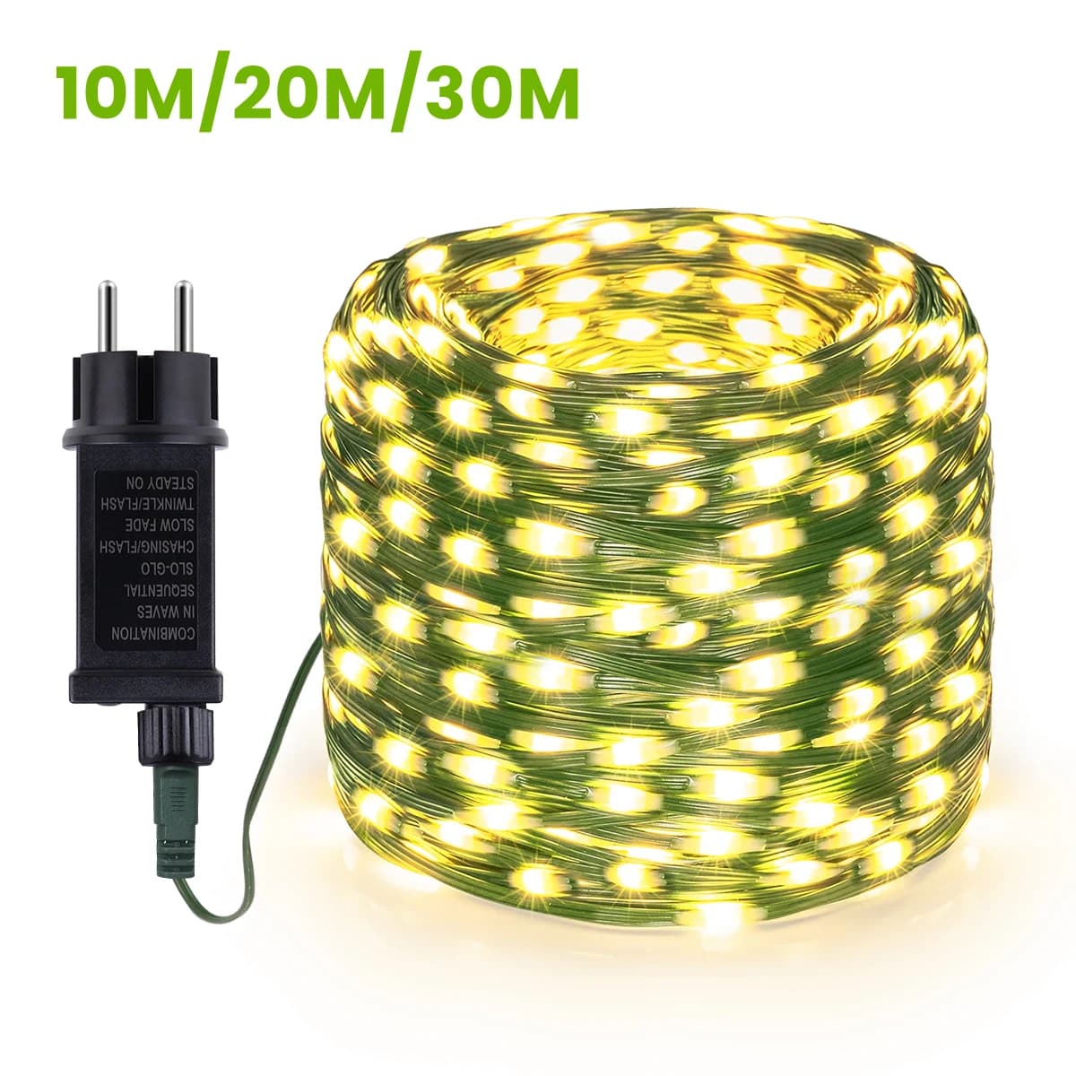10/20/30M LED String Lights Leather Wire Light Waterproof Garland Lights Chain 220V 110V EU/US Plug Birthday Party Decor