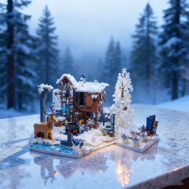 977pcs MOC Collectible Minifigures Series 22 Minifigures Winter Outpost CMF 22 - Snow Guardian Habitat Model Building Blocks Art