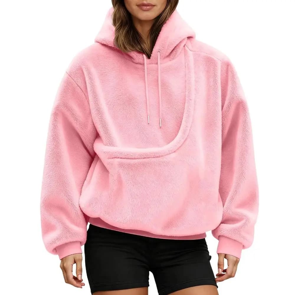 Front Large Pouch Pet Carrier Hoodie Long Sleeve Hands-Free Cat Dog Bag Material Daily Wear Unisex Pouch Sweatshirt Cats