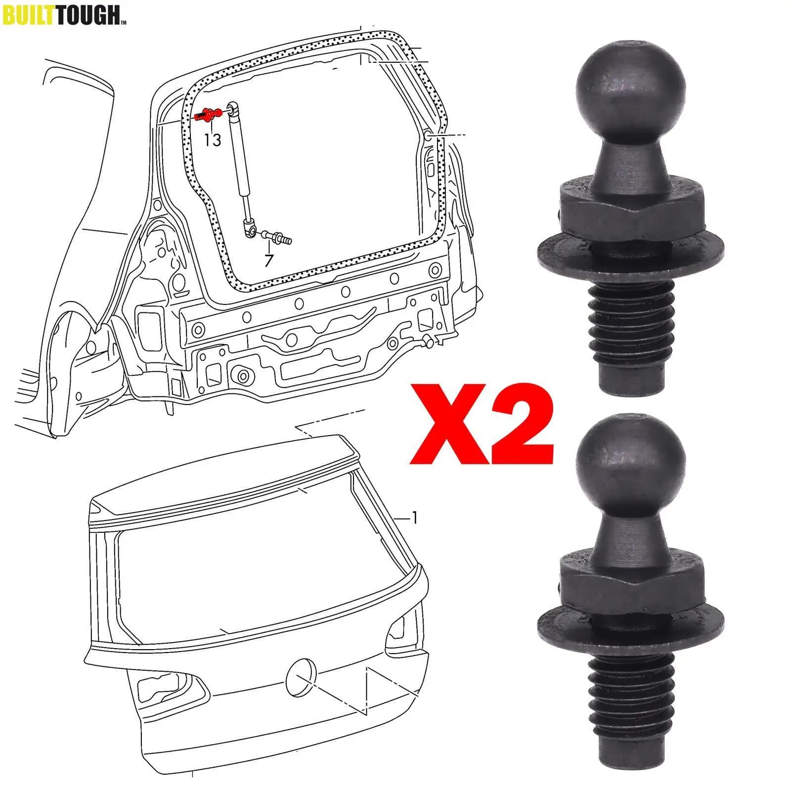 2PC Per VW Golf 3 4 5 6 7 MK4 MK5 MK6 MK7 Coniglio Cofano cappa portellone coperchio del bagagliaio vite puntone Asta sfera perno WHT 006580