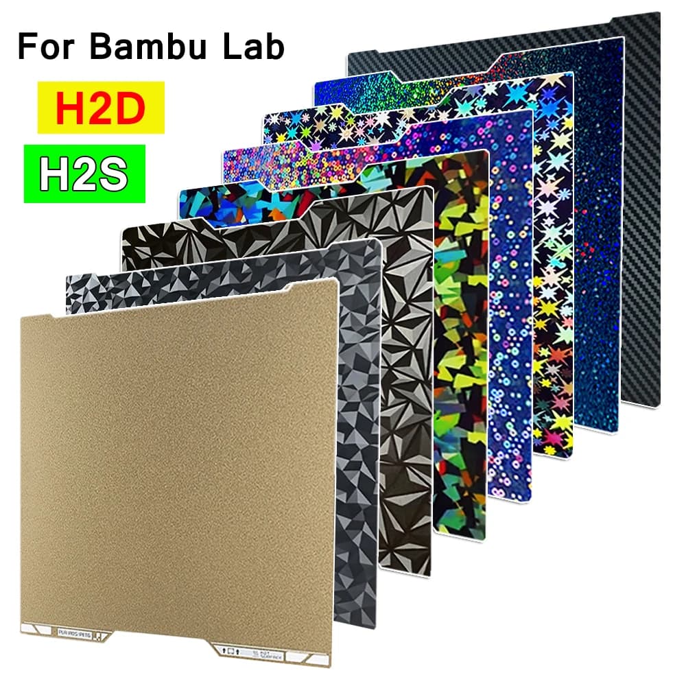 For Bambu Lab H2D H2S PEO PET PEY PEI PEY PEI Double-sided 3D Print Bed Spring Steel Sheet for Bambulab H2D Parts