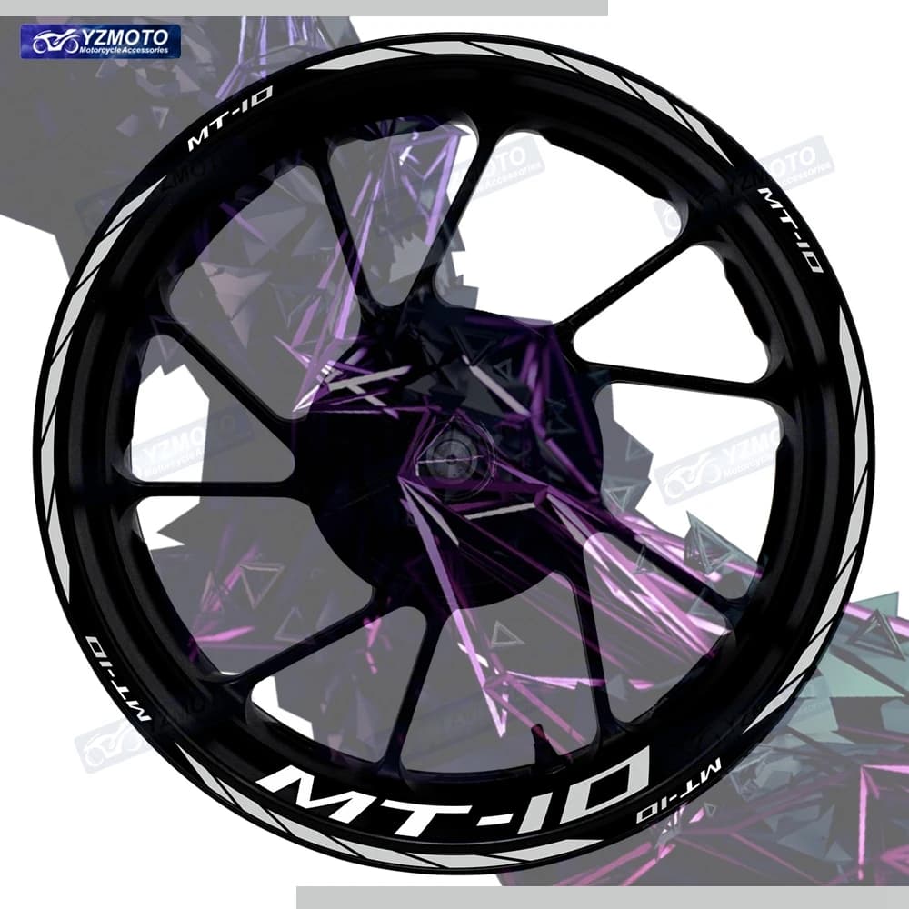 Per MT-10 MT10 Moto 17 Pollici Ruota Anteriore Posteriore Adesivo Da Corsa Decalcomania Riflettente Impermeabile Decorativo Mozzo Stripe Rim adesivi