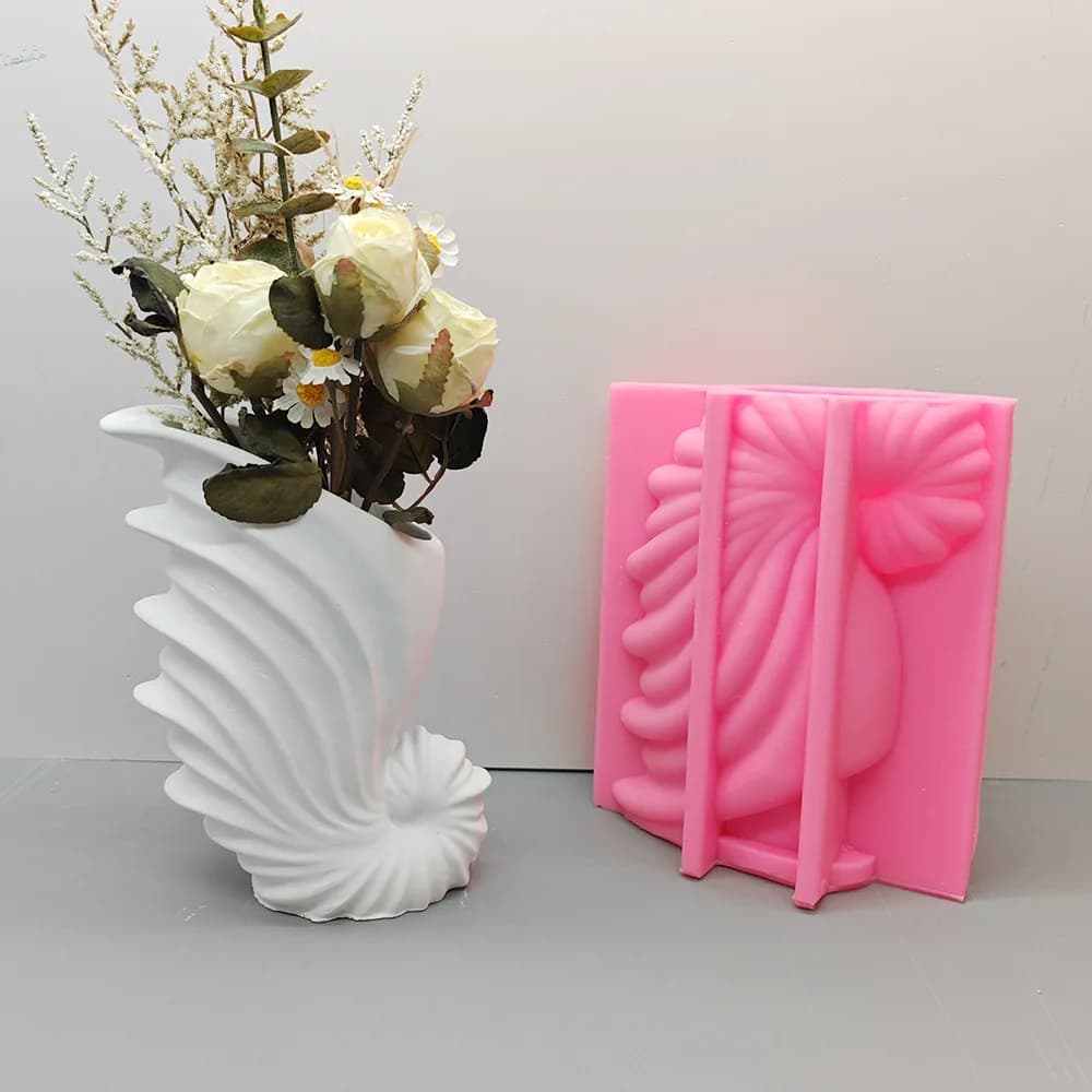 3D Large conch shaped vase epoxy resin silicone mold shell conch vase concrete cement silicone mold home decor vase gypsum mold