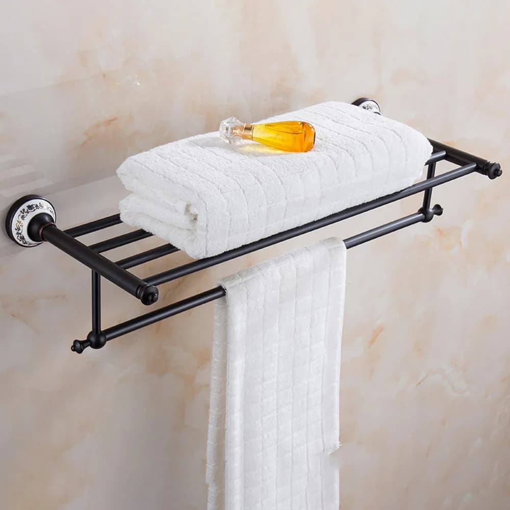 Portasciugamani da bagno in ottone nero Accessori da bagno Articoli sanitari Portasciugamani Mensola per asciugamani Nba063