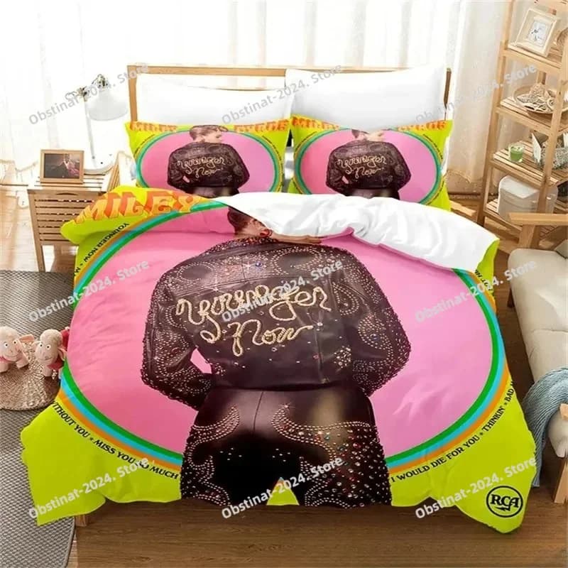 Set biancheria da letto Singer Miley Cyrus Set copripiumino con stampa 3D Federa Trapunte Copripiumino king size queen size per ragazzi adulti