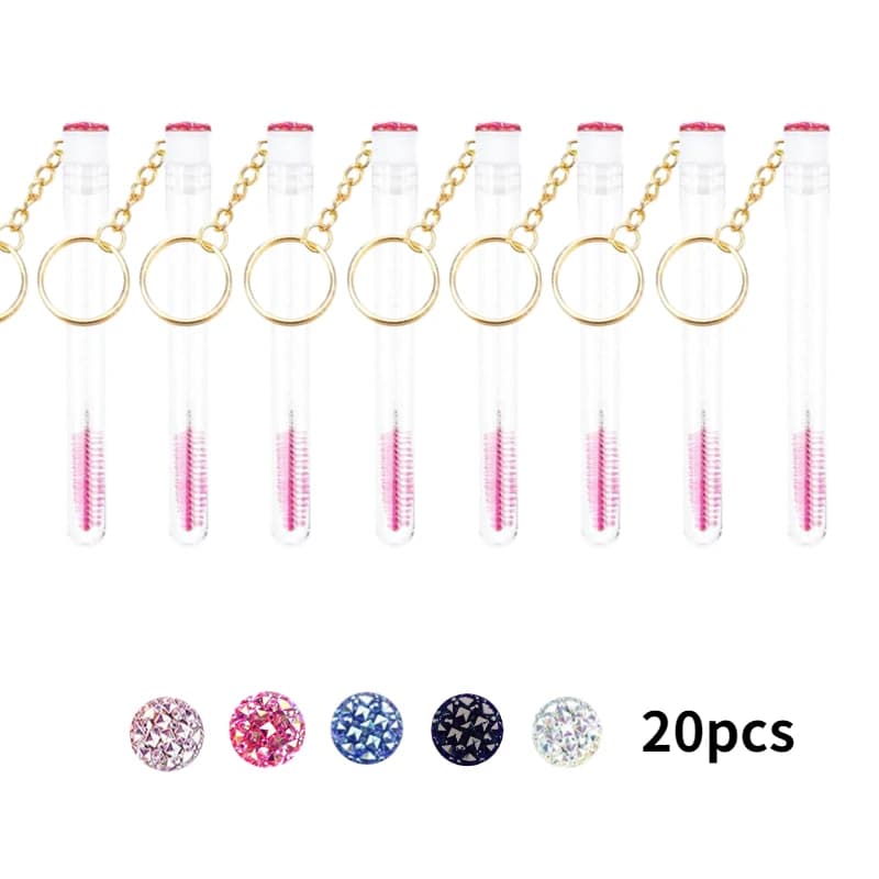 20pcs Mascara Wand Tube Diamond Replaceable Tube Keychain Lash Spoolies Brush Brush Brushes for Extension disposable eyelash tool for makeup