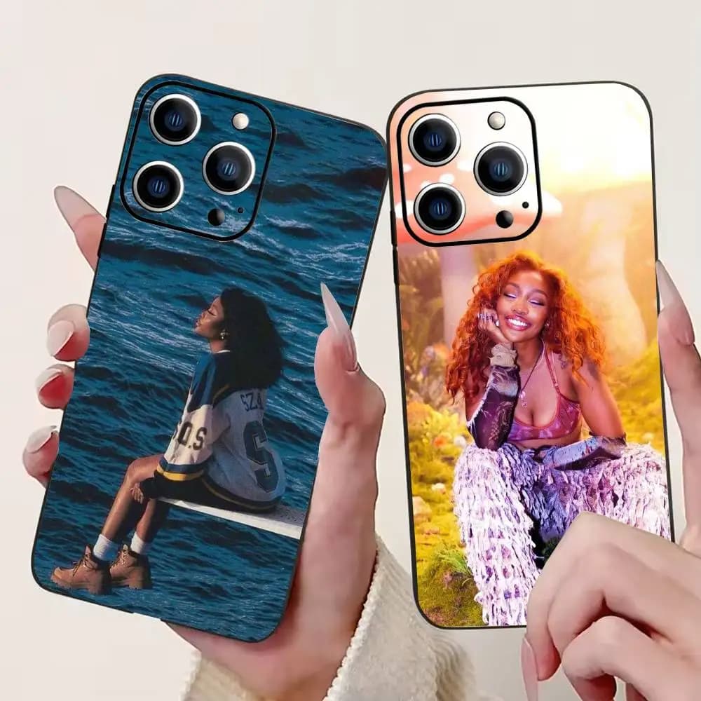 Cover Morbida Nera Singer SZA Lana per iPhone 17, 16, 15, 14, 13, 12, 11 Plus, Pro Max e Altri Modelli