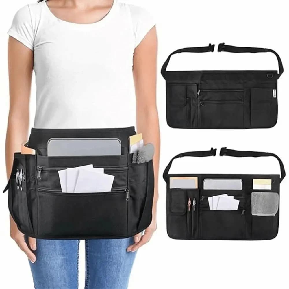 Multiple Pockets Waitress Apron Adjustable Belt Oxford Cloth Waist Apron Wear-resistant Lightweight Server Apron Handicrafts