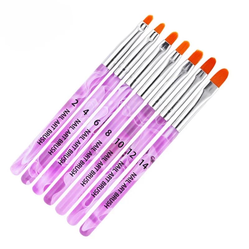 7 pezzi di marmo rosa 3D francese acrilico onda pennelli per unghie penne gel UV costruttore smalto per unghie pittura pennelli da disegno set strumenti per manicure