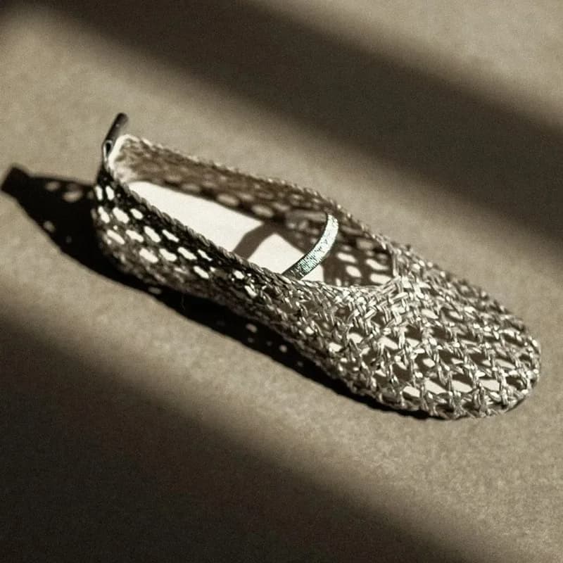 Scarpe piatte da donna intrecciate e traforate con una singola striscia, stile Mary Jane, scarpe da donna per esterni con fondo piatto, scarpe a rete da pesca.