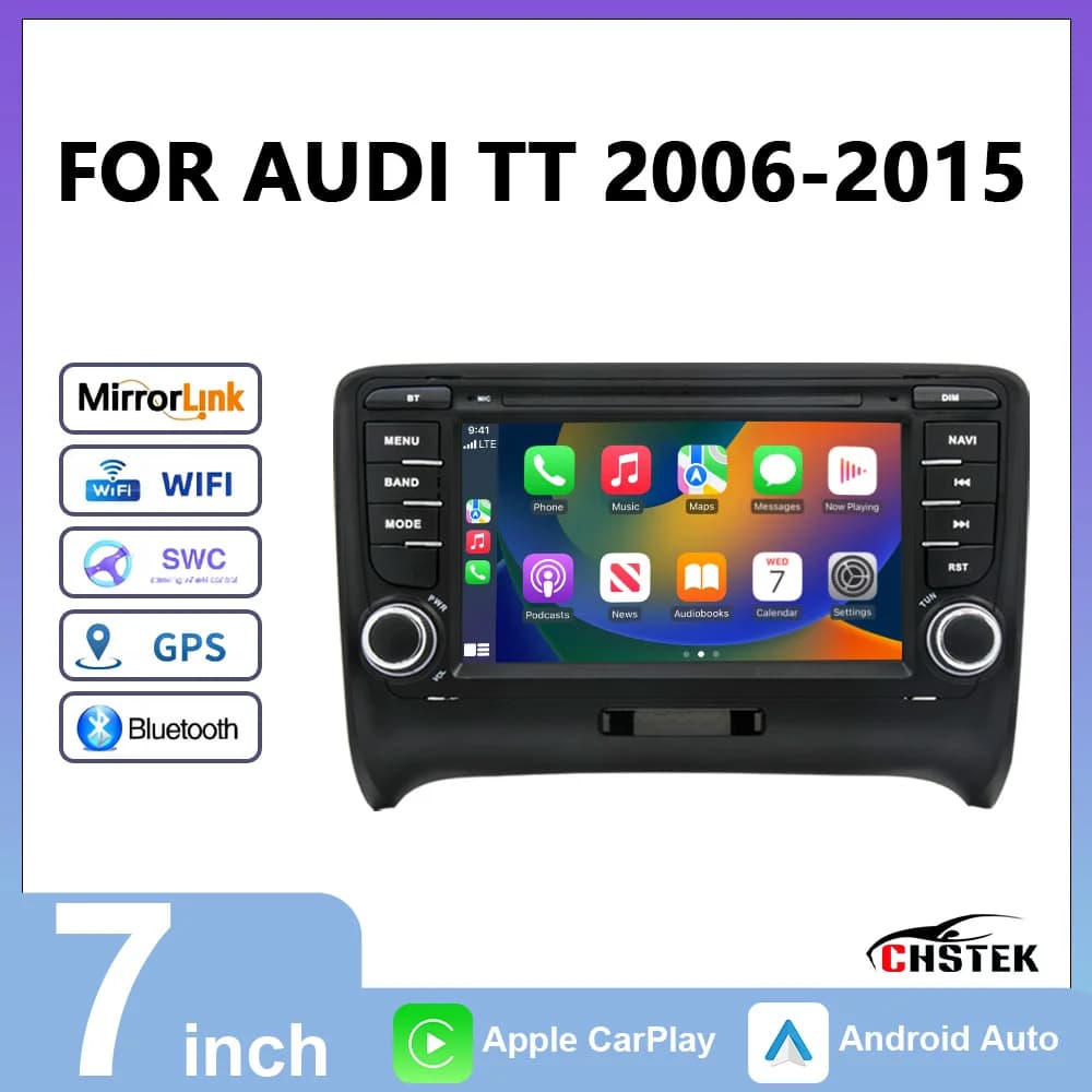 Autoradio CHSTEK for Audi TT 2006 2007 2009-2015 4G Bluetooth Multimedia Navigation WIFI GPS Wireless Carplay Android Auto