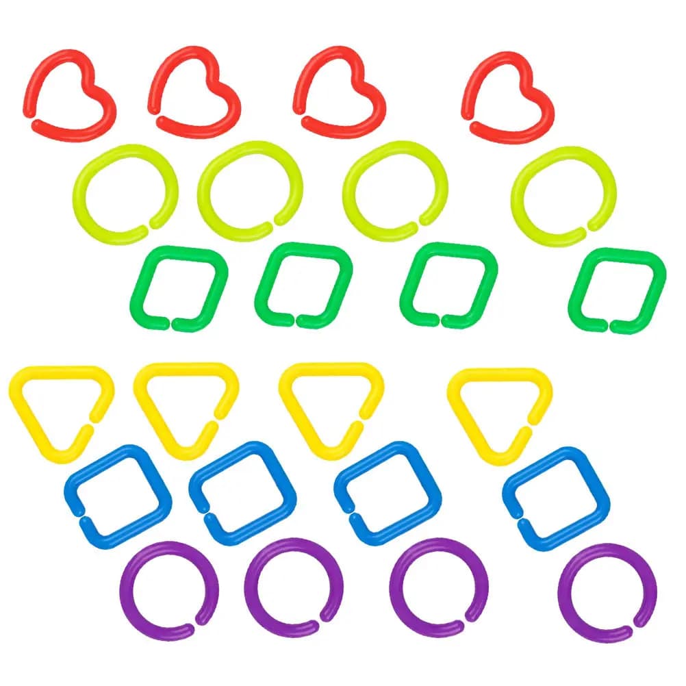 Set di 35 Anelli Creativi Geometrici con Catene Collegabili per l'Apprendimento Precoce e il Divertimento dei Neonati sul Passeggino