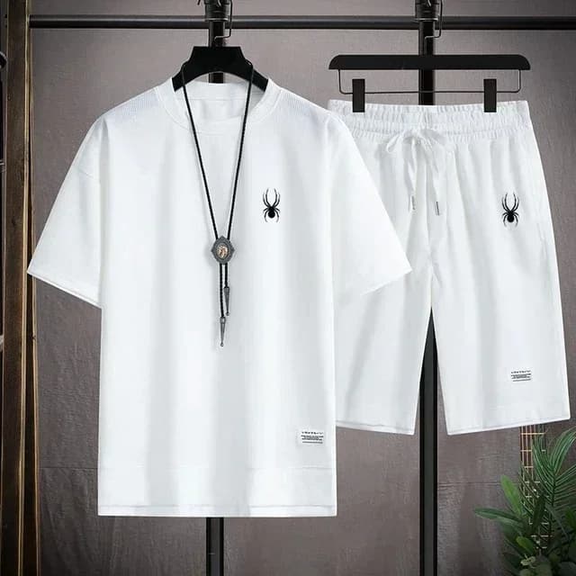 Men's short sleeve t-shirt and sports shorts, casual sports clothing set, summer Korean fashion