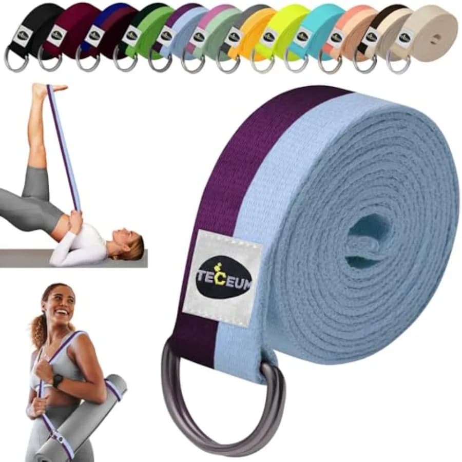 Cinghia per Tappetino Yoga 2 IN 1 in Cotone, 6 ft, 8 ft, 10 ft, Oltre 30 Colori, Cintura Regolabile Antiscivolo per Yoga, Pilates, Stretching e Fisioterapia