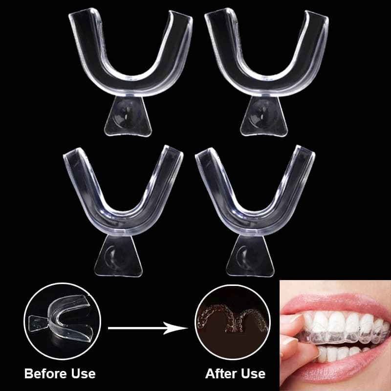 4Pc Termoformatura Sbiancamento Dei Denti Vassoio Modellabile In Silicone Dentale Stecca Denti Vassoi Notte Guardia Paradenti Protezione