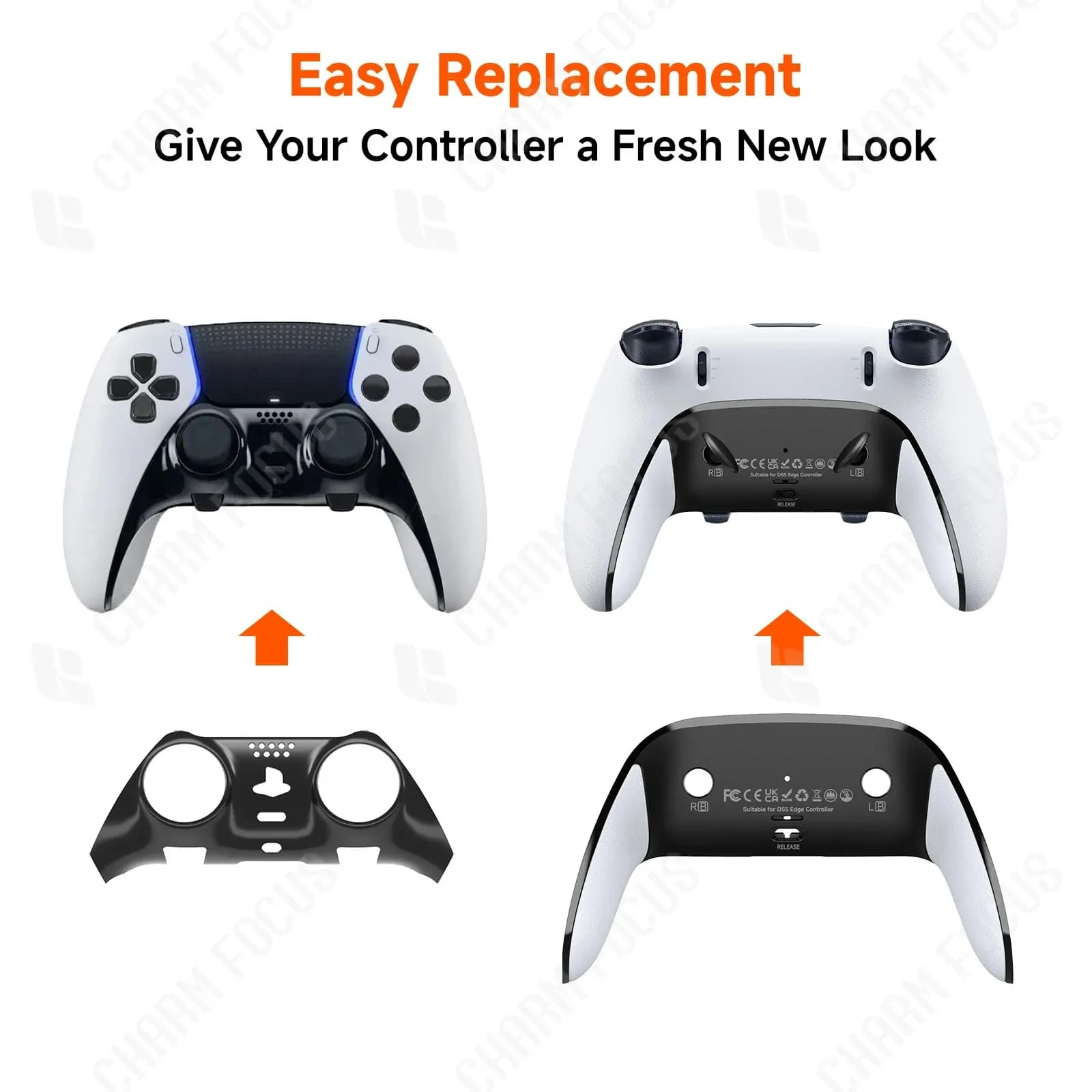 Cover posteriore per controller PS5 DSE, custodia posteriore per controller PS5 Dualsense Edge, anti-sudore e anti-scivolo, accessorio per riparazione fai-da-te