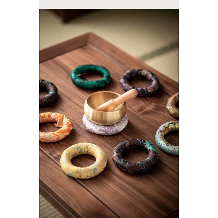 Handmade Nepal Singing Bowl Mat, Donut Shape Bowl Ring, Soft Non-slip Yoga Meditation Cup Mat, Buddha Sound Bowl Pad