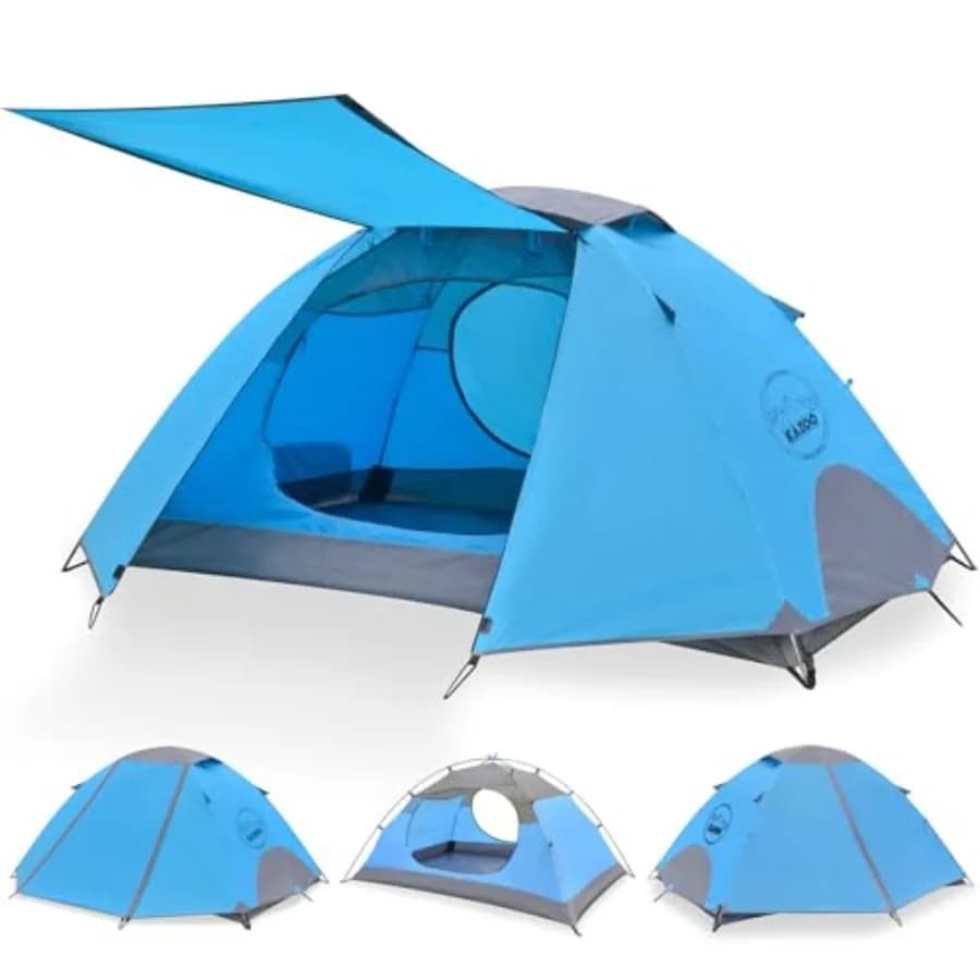Tenda da Campeggio Impermeabile per 2 Persone, Leggera, con Telaio in Alluminio e Doppio Strato