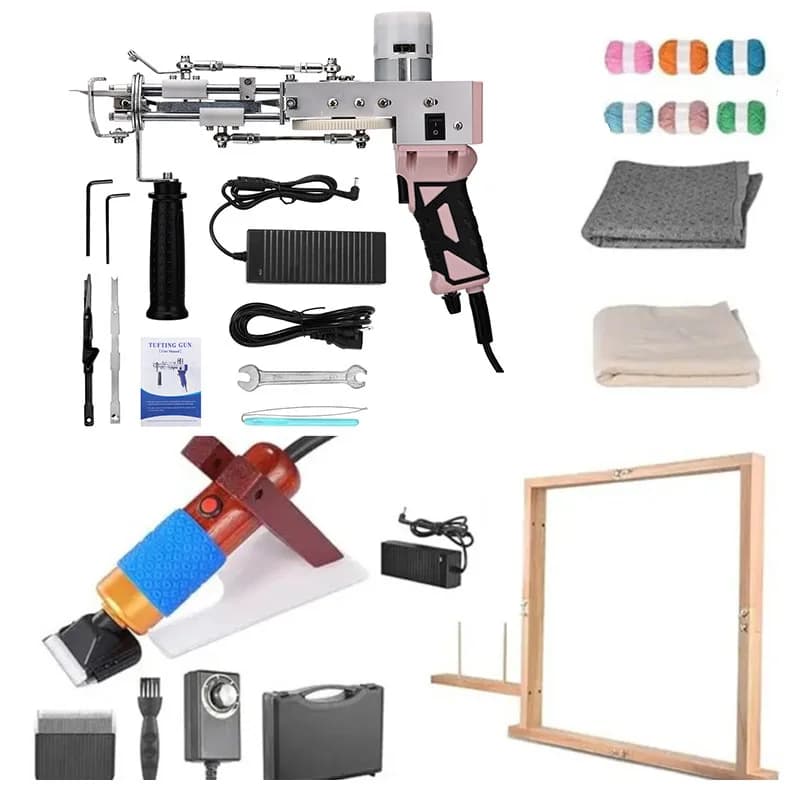 Tufting Gun 2 in 1 Set Electric Carpet Tufting Gun Electric Carpet tapis Knitting Tufting Pistol Weaving Flocking Rug Machine