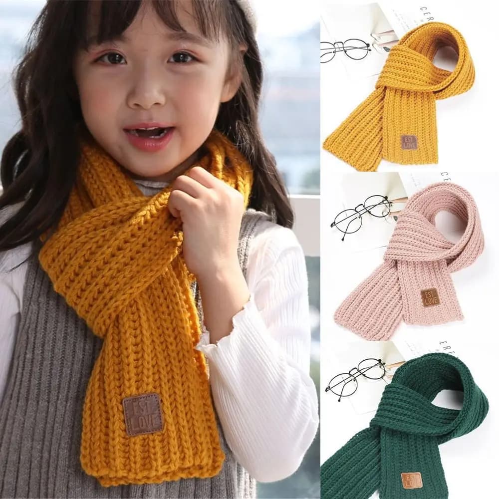 Moda Ragazzo Ragazza Inverno Sciarpa calda Maglia di lana Bambini Scaldacollo Avvolgente Copricollo morbido per esterni Protezione antivento per il collo