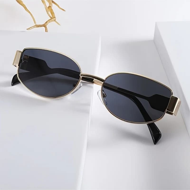1 pair of new high-end oval metal small frame men's and women's retro glasses, suitable for selfies, he shoots fashionable films
