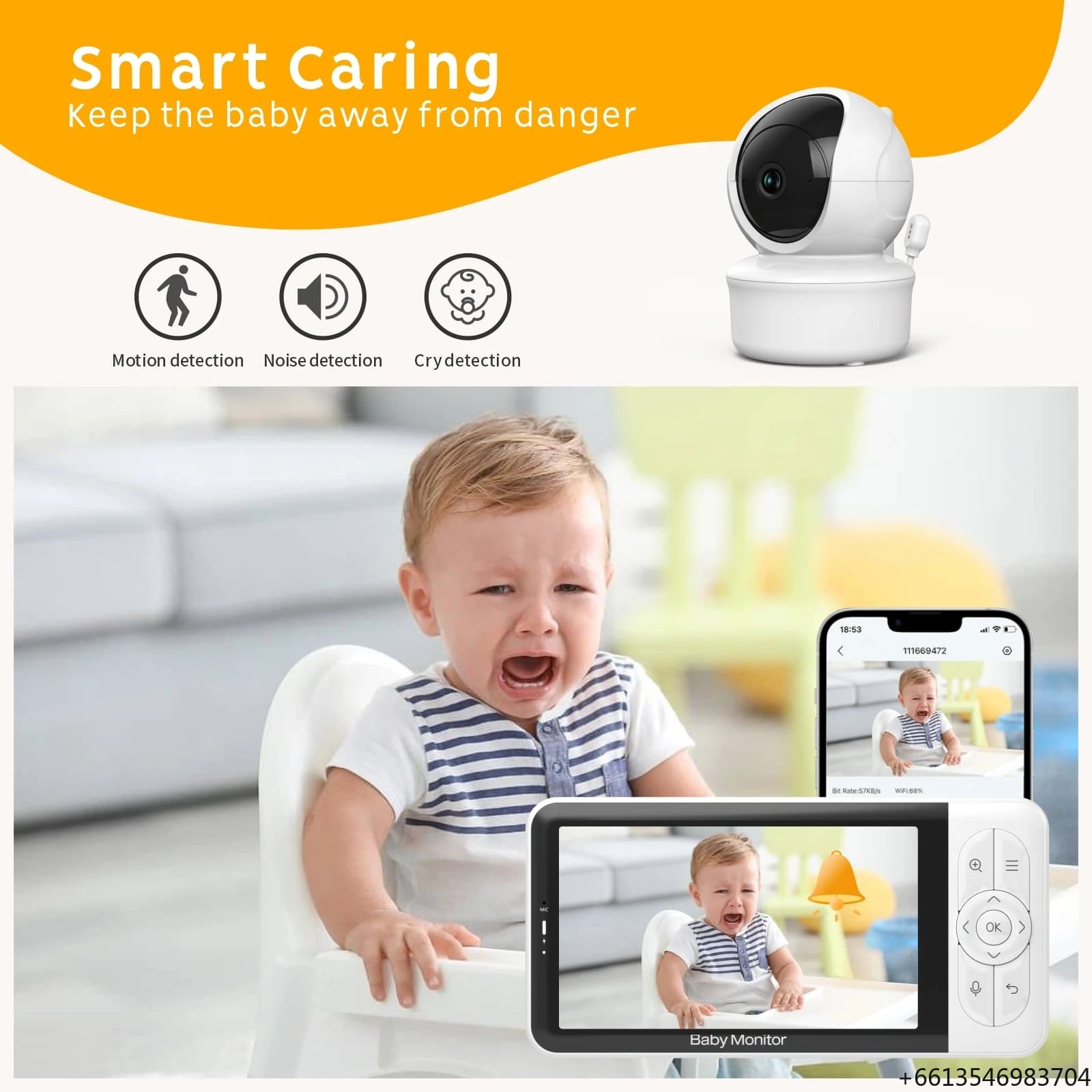 Monitor per Bambini Smartree 5 Pollici 2K 3.0MP WiFi con Videocamera e App Tuya, Nuovo Prodotto