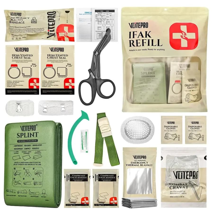 Kit di Pronto Soccorso IFAK, Ricarica per Kit di Primo Soccorso con Laccio Emostatico, Benda per Trauma d'Emergenza, Sigillo Toracico Non Ventilato, Kit Medico d'Emergenza