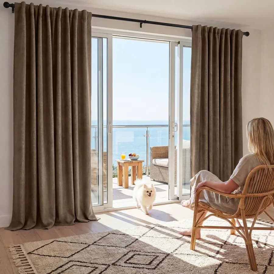 100 Dark Linen Curtains, Length 96 Inches, Thermal Insulation, Privacy, Energy Savings for Bedrooms and Living Room