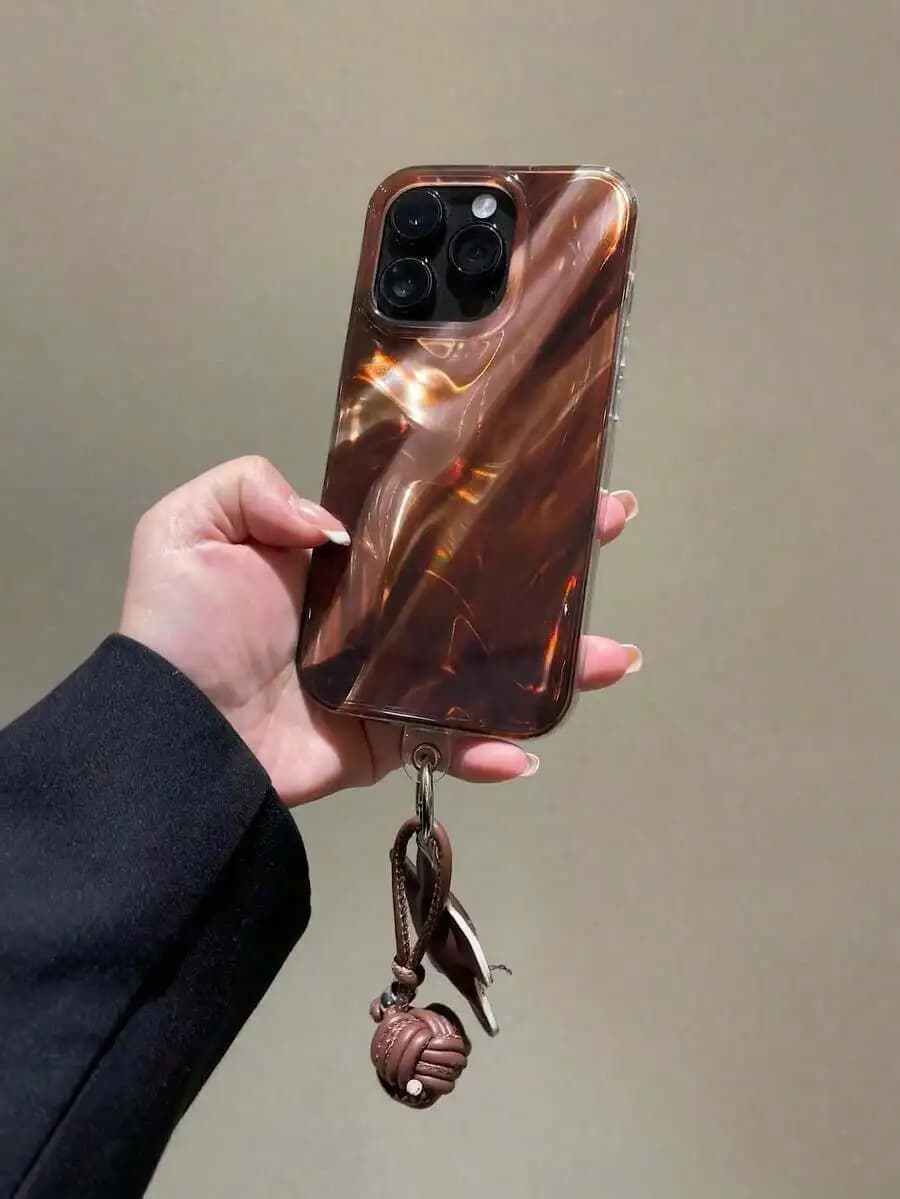 Vintage Brown Tortoiseshell Foil Phone Case For iPhone 16 Pro Max 15 14 13 Pro Max Soft Shockproof Protective Cover