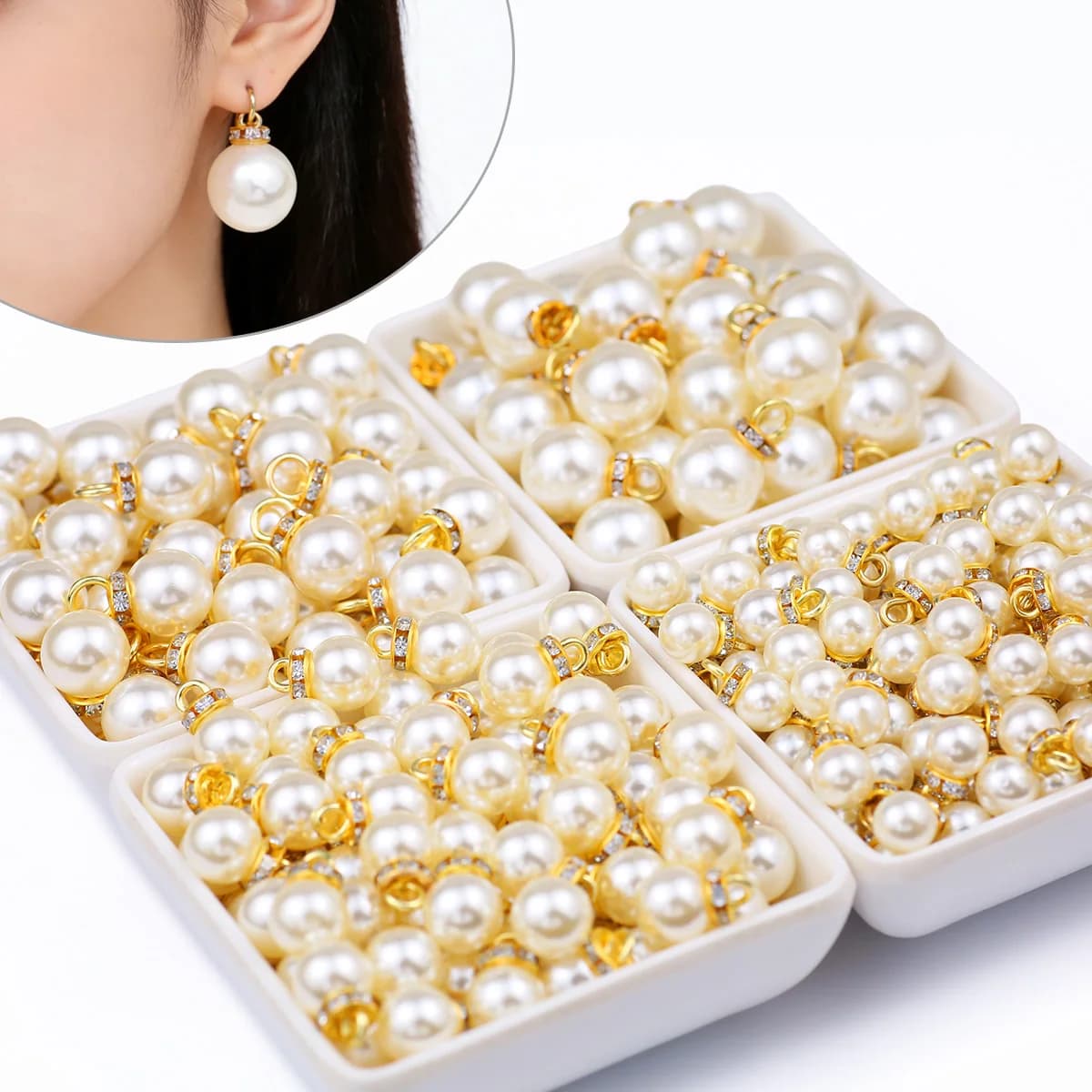 10/20Pcs/Lot Imitation Pearl Pendant Ball Shape Earrings Charms for DIY Necklace Bracelet Crafts Jewelry Making Accessories