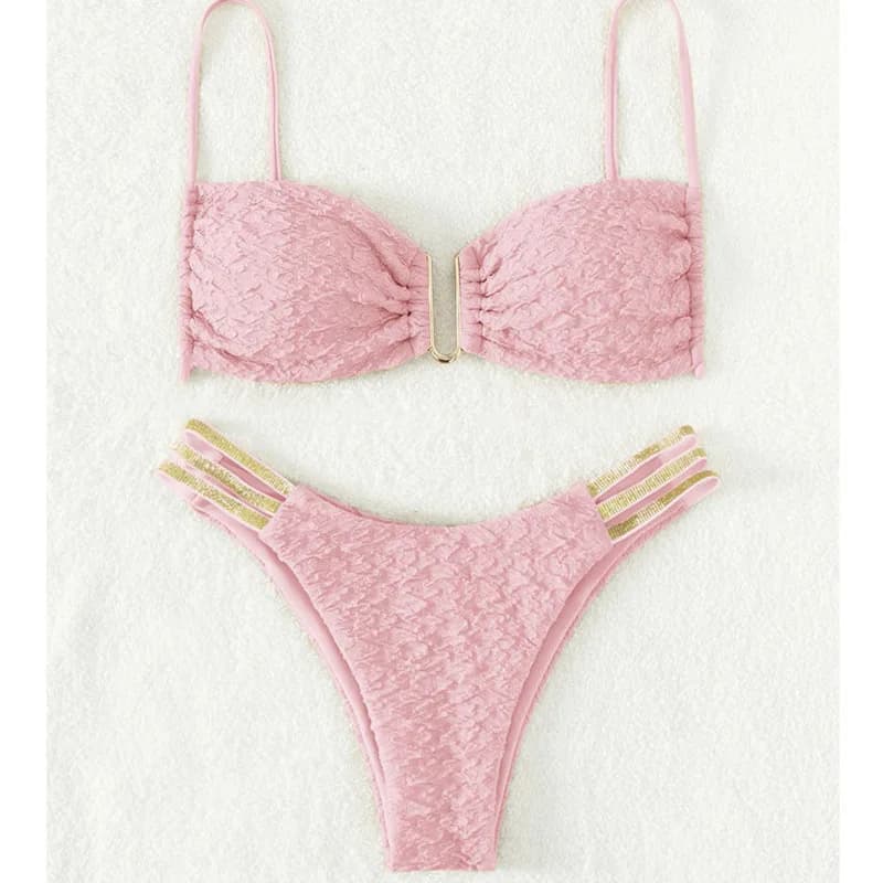 Rosa Sexy Bikini 2026 Costumi da bagno Costumi da bagno da donna Push Up Spiaggia femminile Costumi da bagno Costumi da bagno Bikini brasiliano Set Piscina Bagnante