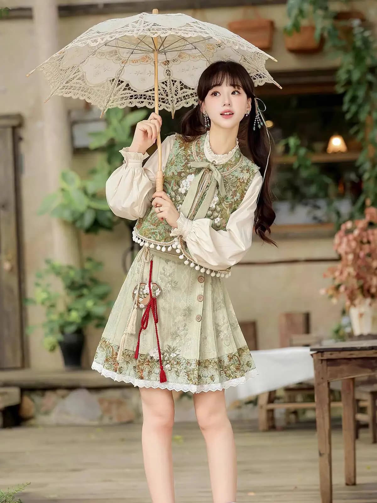 Nuovo stile cinese Hanfu Donna Stile cinese Migliora gli elementi Han Top Gilet Gonna Fiesta Carnevale Halloween Cos Cosplay