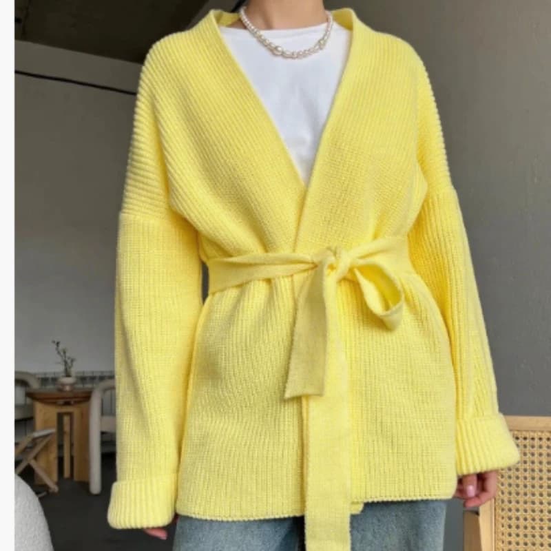 French wind blowing sweater with laces women 2024 autumn and winter sweater lazy wind coat cardigan long loose sweater
