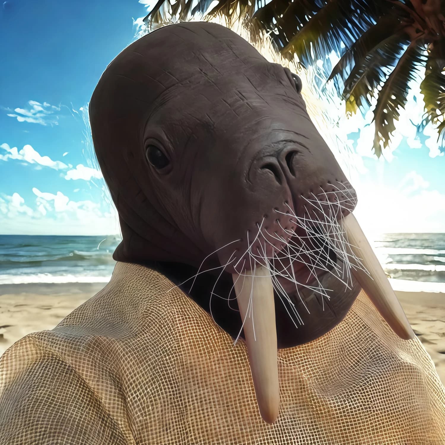 Funny Cosplay Sea Lion Full Head Cover Mascaras Halloween Realistic Walrus Latex Animal Masks Party Dress Novelty Headgear Props