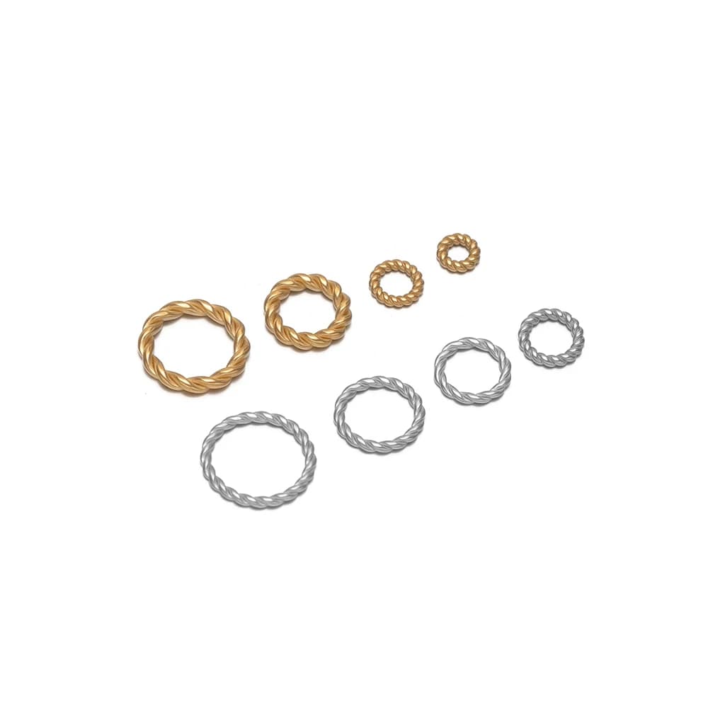 20-50pcs 18K Gold Stainless Steel Twist Rope Circle Connectors Closed Jump Rings DIY Necklace Jewelry Findings Earrings Making
